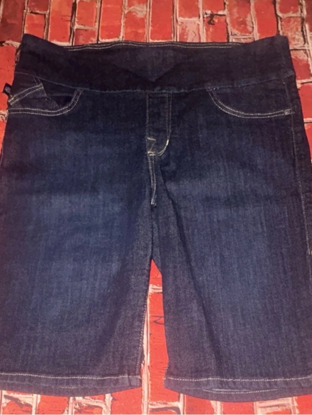 Rock & Republic Fever Bermuda Shorts Dark Blue Denim Stretch Women's 16M